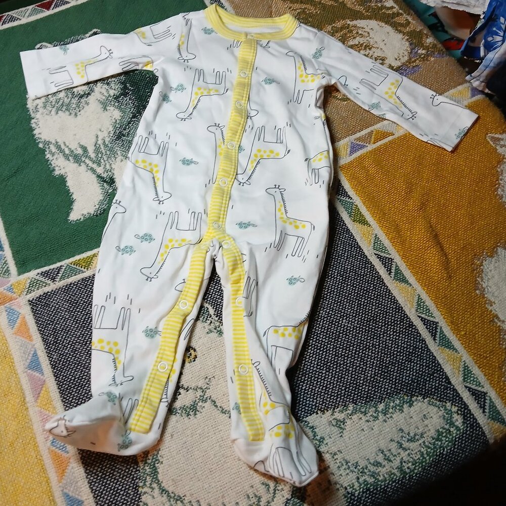 Simple Joys by Carter's 3-6M Infant Baby White & Yellow Giraffe Booted Onesie